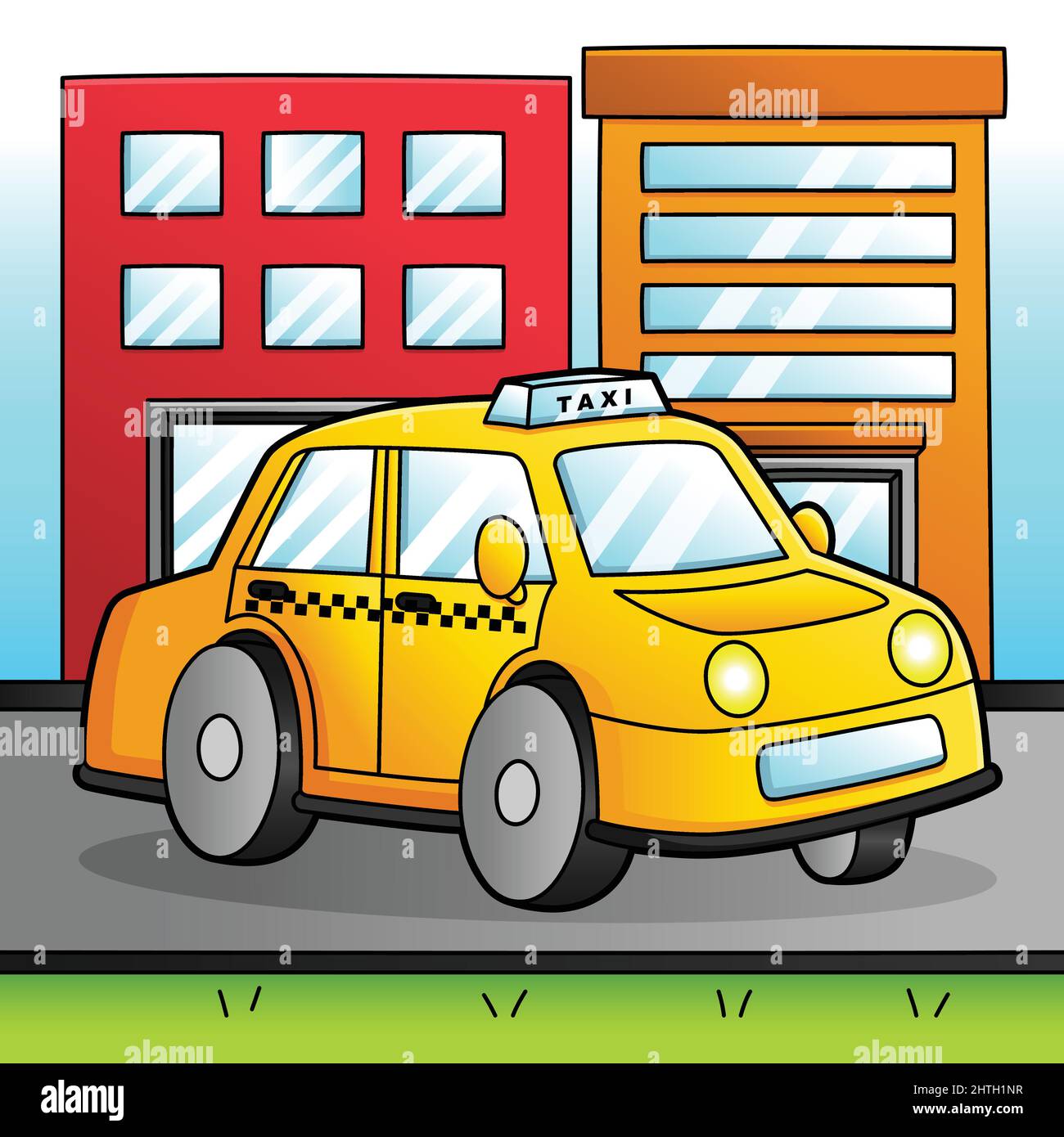 Illustration d'un véhicule de couleur pour le dessin animé de taxi Illustration de Vecteur