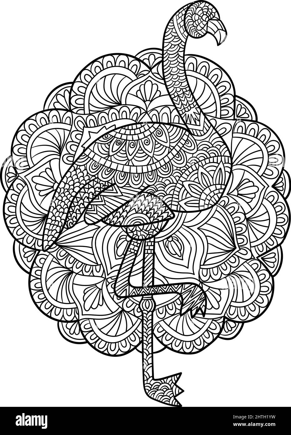 Pages de coloriage Flamingo Mandala pour adultes Illustration de Vecteur