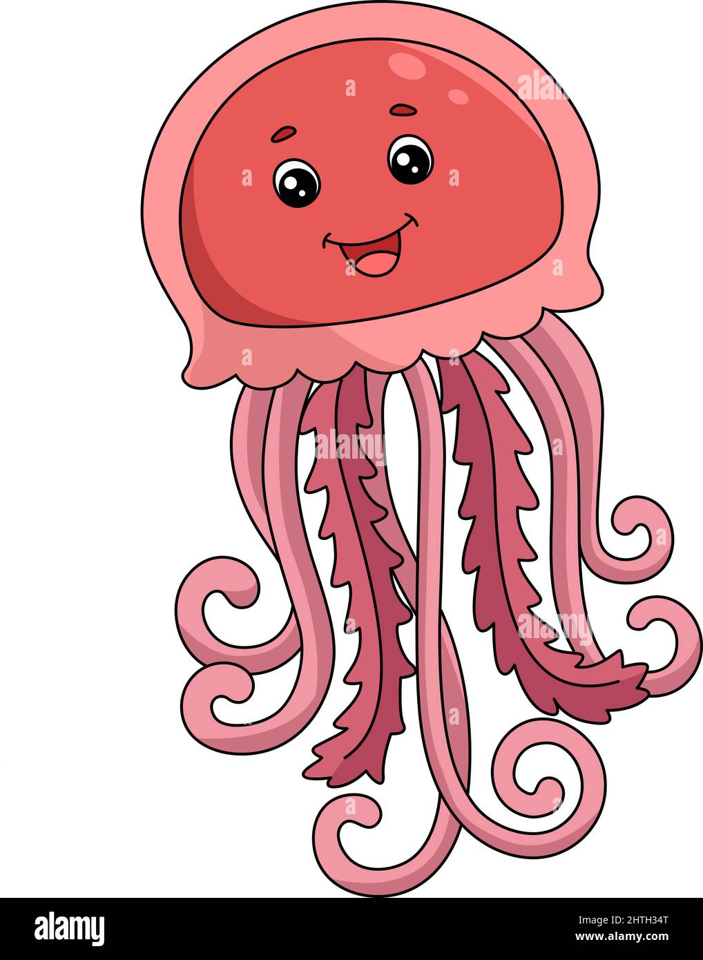 Dessin animé coloré de dessin animé de méduse Illustration de Vecteur