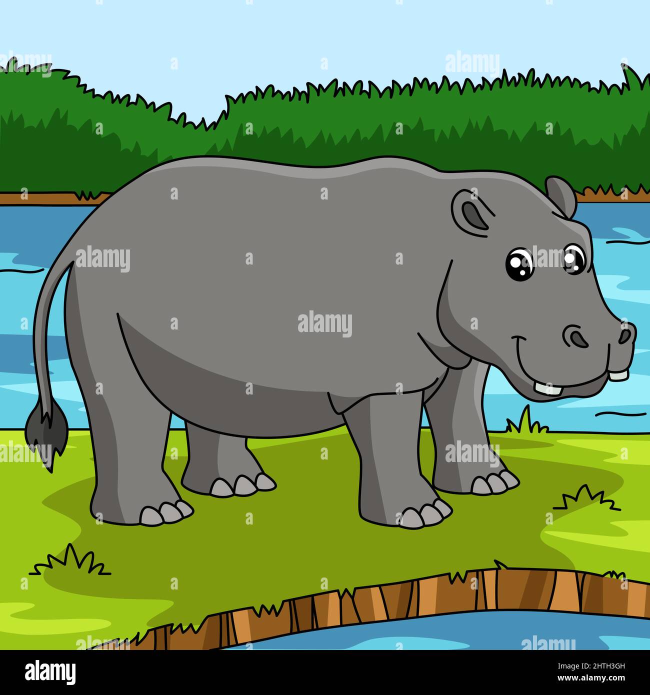 Illustration de l'animal coloré du dessin animé Hippo Illustration de Vecteur