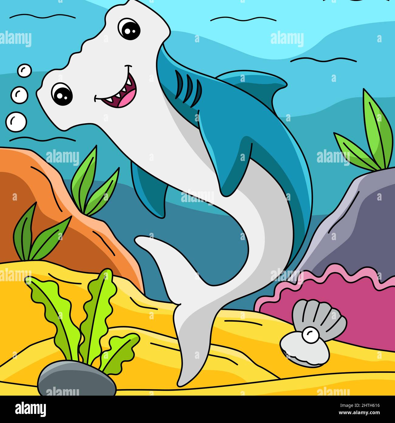 Illustration colorée de marteler dans Ocean Cartoon Illustration de Vecteur