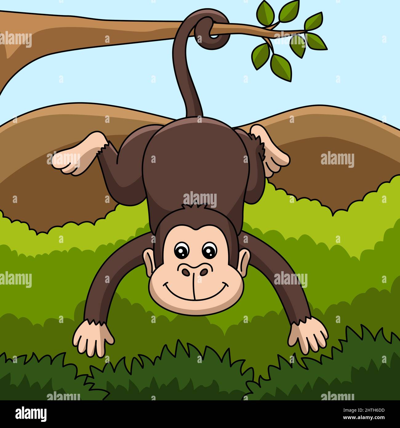 Illustration d'un animal de couleur sur un dessin animé de singe Illustration de Vecteur