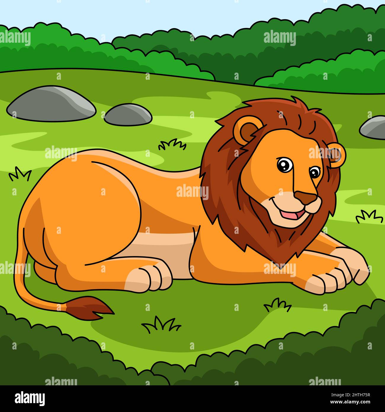 Illustration d'un animal coloré avec un dessin animé de lion Illustration de Vecteur