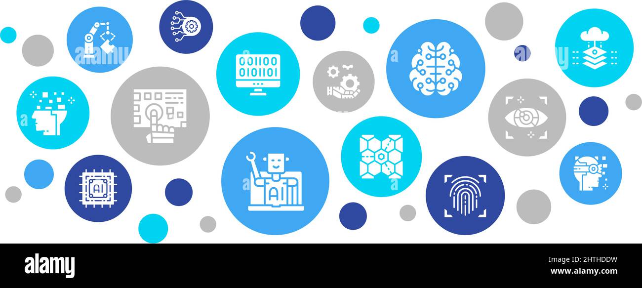 Illustration du vecteur plat de l'intelligence artificielle. Robotique, Chatbot, base de données, Big Data concept pour bannière, conception de site Web ou page Web d'arrivée. Illustration de Vecteur