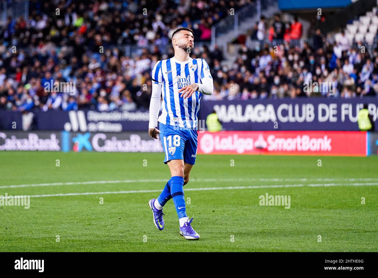 Malaga, Espagne. 28th févr. 2022. Alvaro Vadillo de Malaga CF vu pendant le match LaLiga Smartbank 2021/2022 entre Malaga CF et FC Cartagena au stade la Rosaleda à Malaga (score final; Malaga CF 1:1 FC Cartagena) Credit: SOPA Images Limited/Alay Live News Banque D'Images