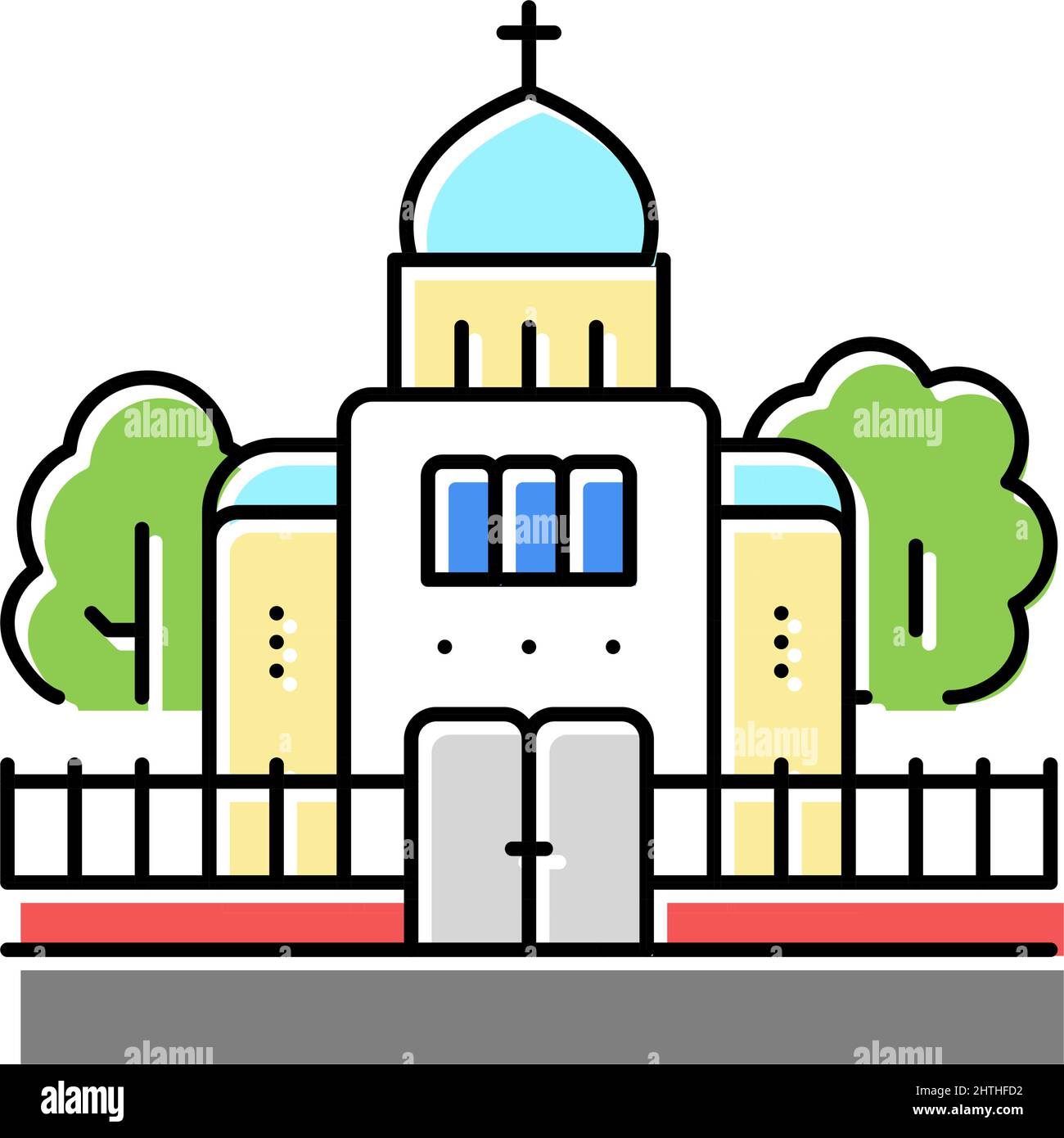 cathédrale de temple prier bâtiment couleur icône illustration vectorielle Illustration de Vecteur