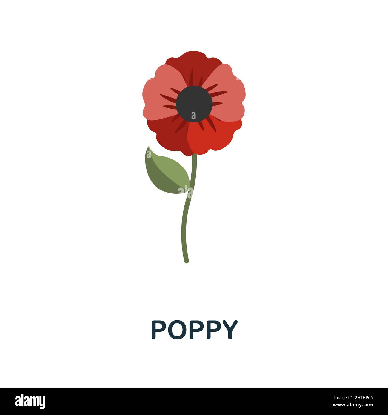 Icône plate Poppy. Panneau d'élément coloré de la collection de fleurs. Affiche Flat Poppy Icon pour la conception de sites Web, les infographies et plus encore. Illustration de Vecteur