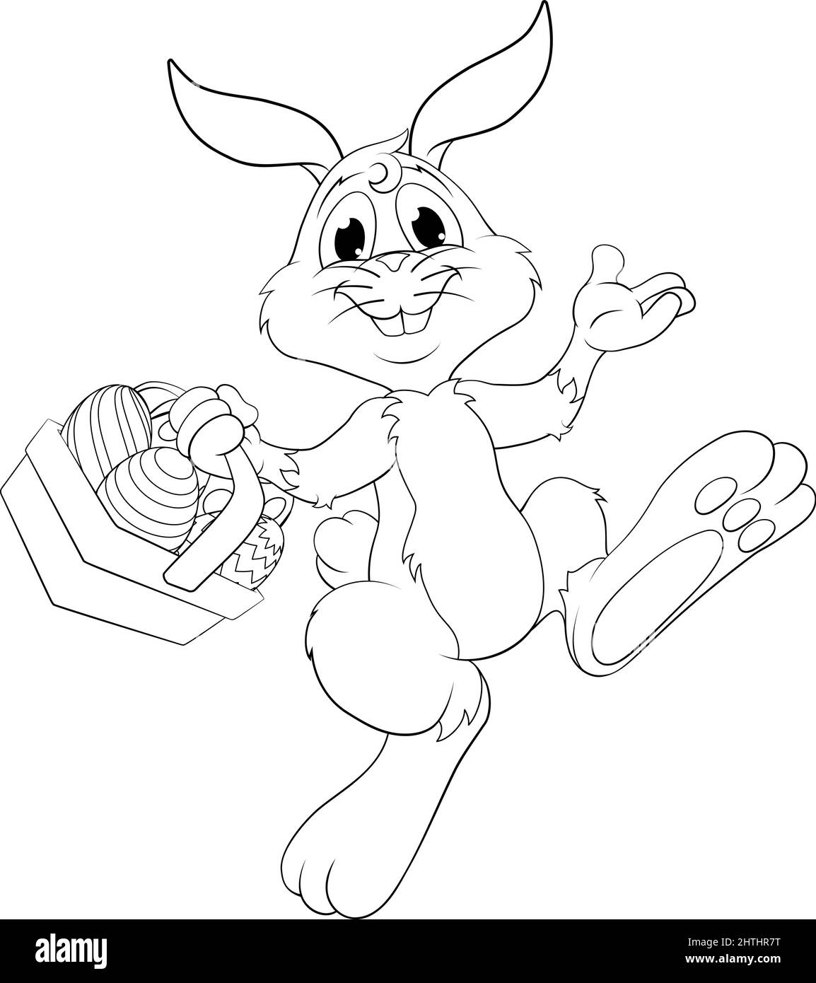 Lapin de Pâques Cartoon lapin avec panier d'œufs Illustration de Vecteur