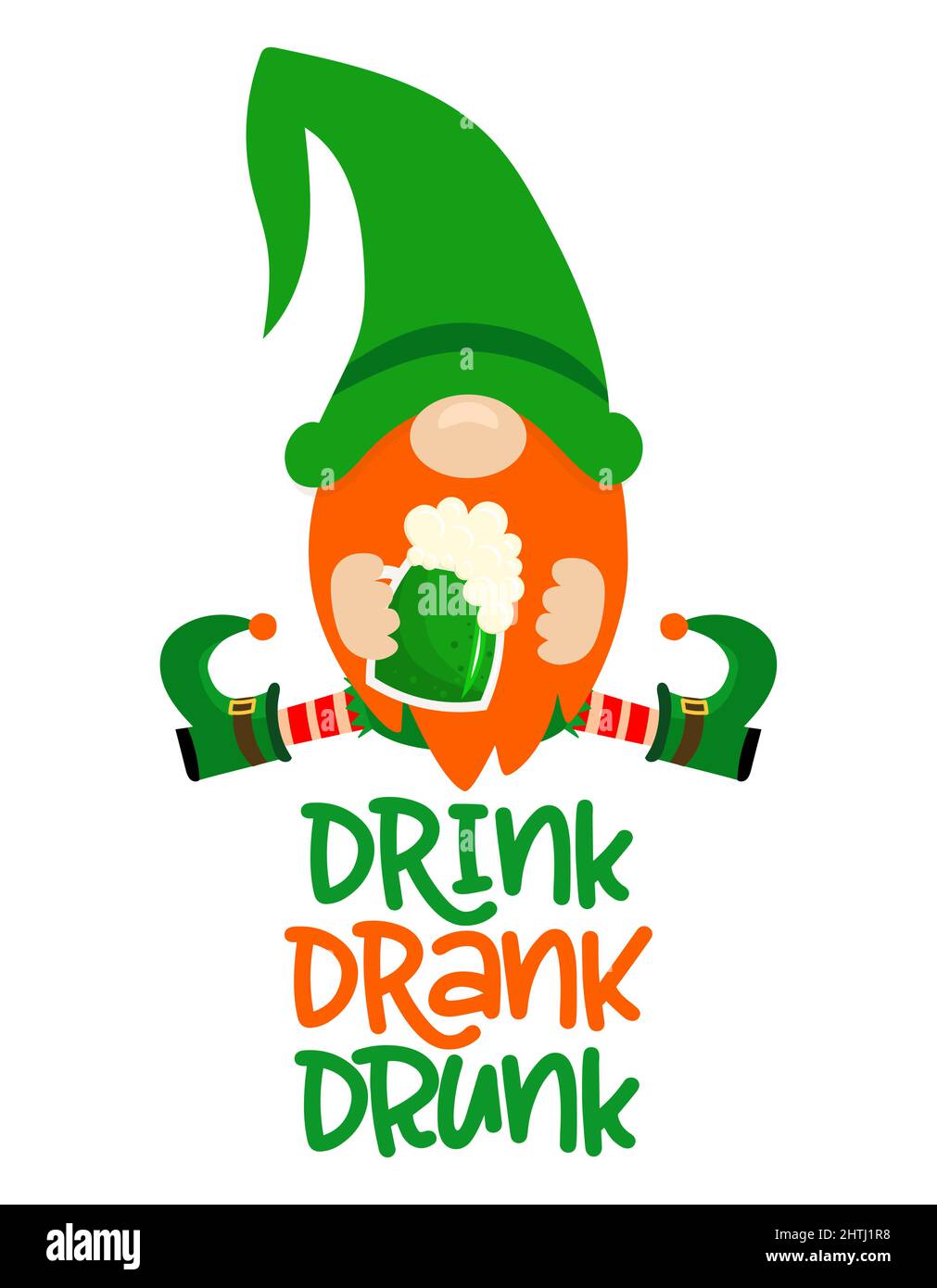Boisson ivre - drôle de St Patrick's Day texte inspiré pour poster, t-shirt, carte, invitation, sticker, bannière, cadeau. Lepretcha irlandais Illustration de Vecteur