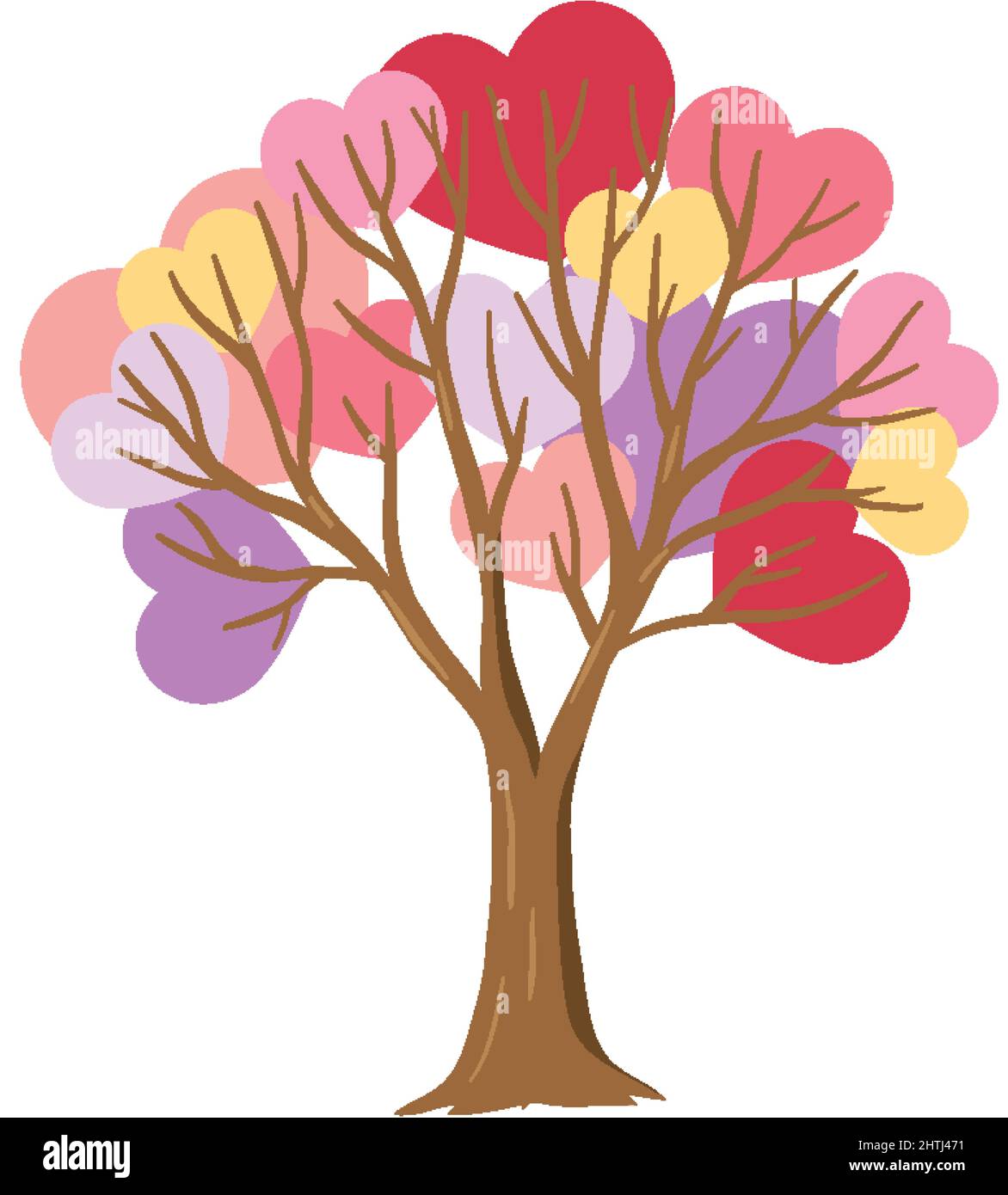 Illustration de l'arbre en forme de coeur dans des couleurs pastel Illustration de Vecteur