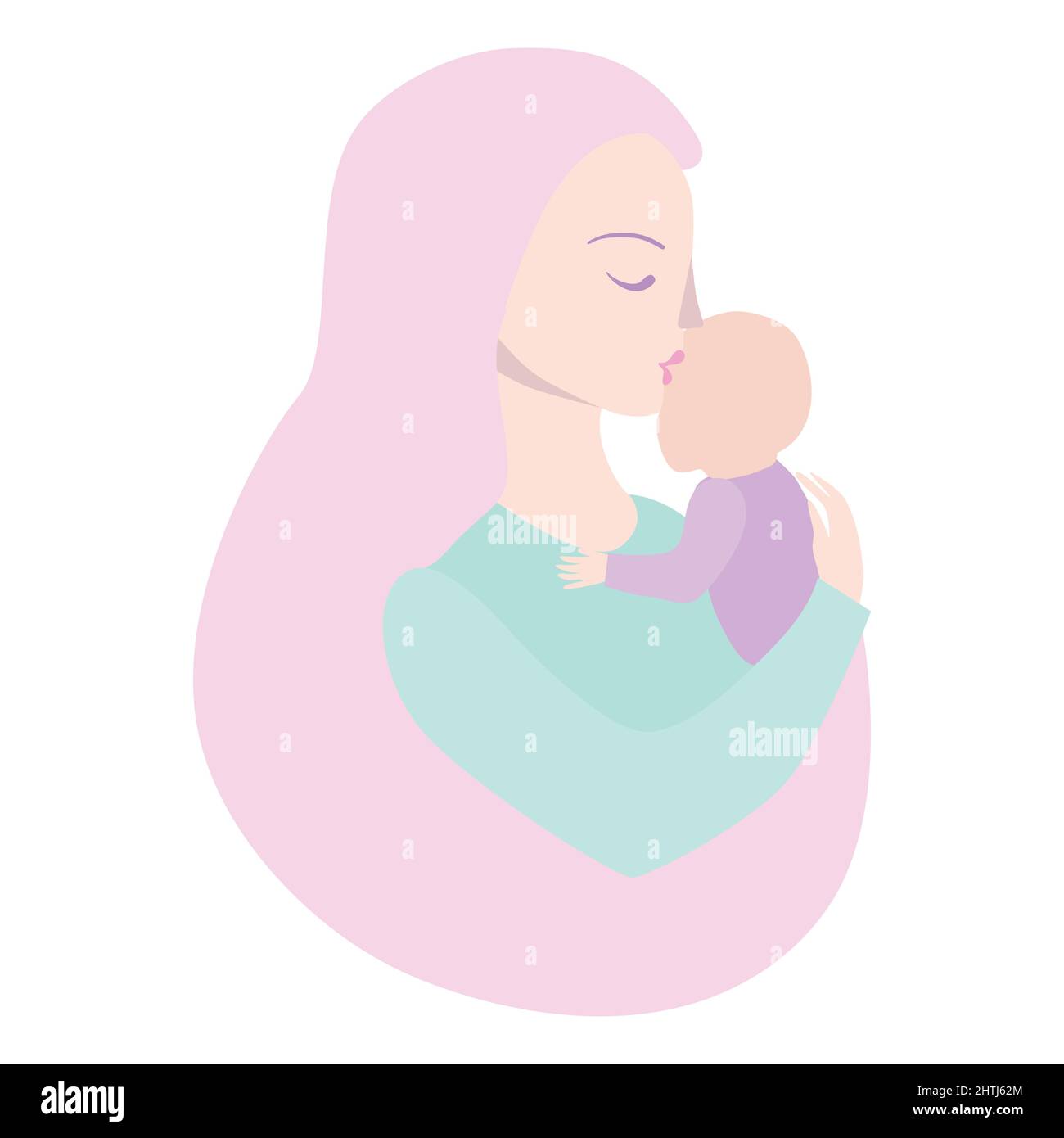 Illustration vectorielle de la mère tenant bébé fils dans les bras. Carte de vœux de bonne fête des mères. Illustration de Vecteur