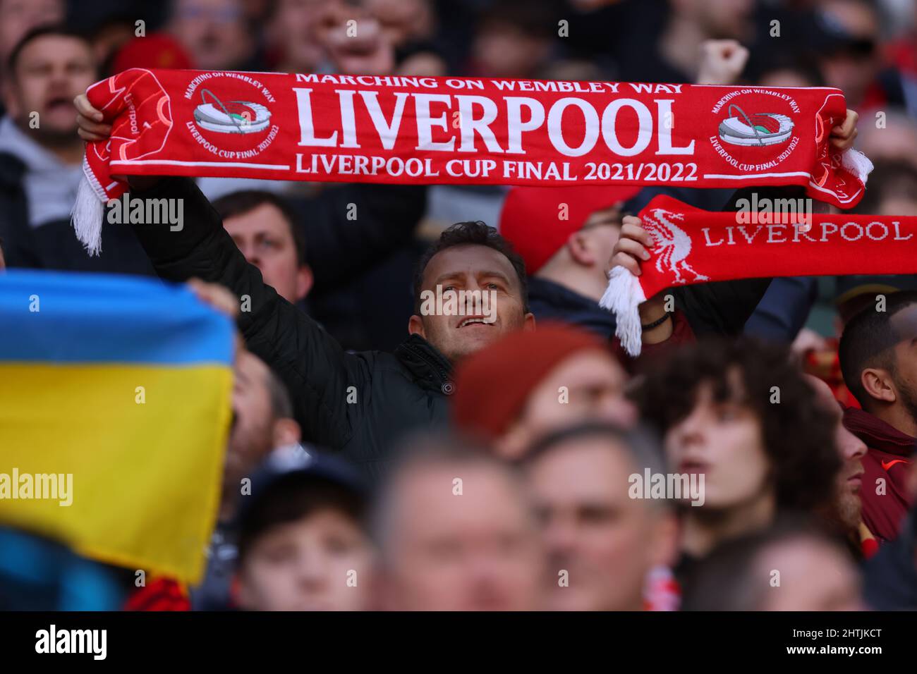 Le fan de Liverpool est vu Chelsea v Liverpool, Carabao Cup final