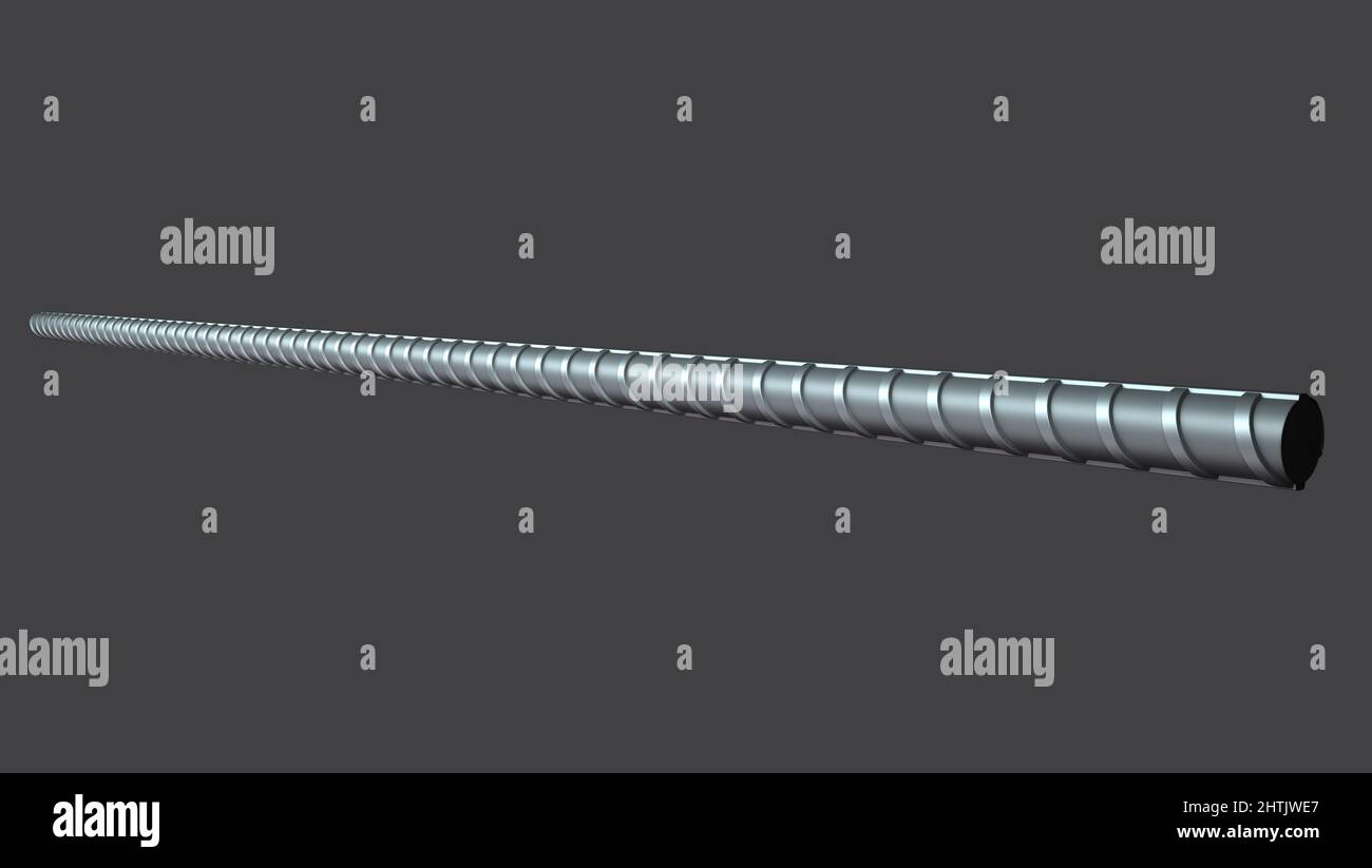 Illustration 3D de renforts en acier barre TMT. Rendu 3D Banque D'Images