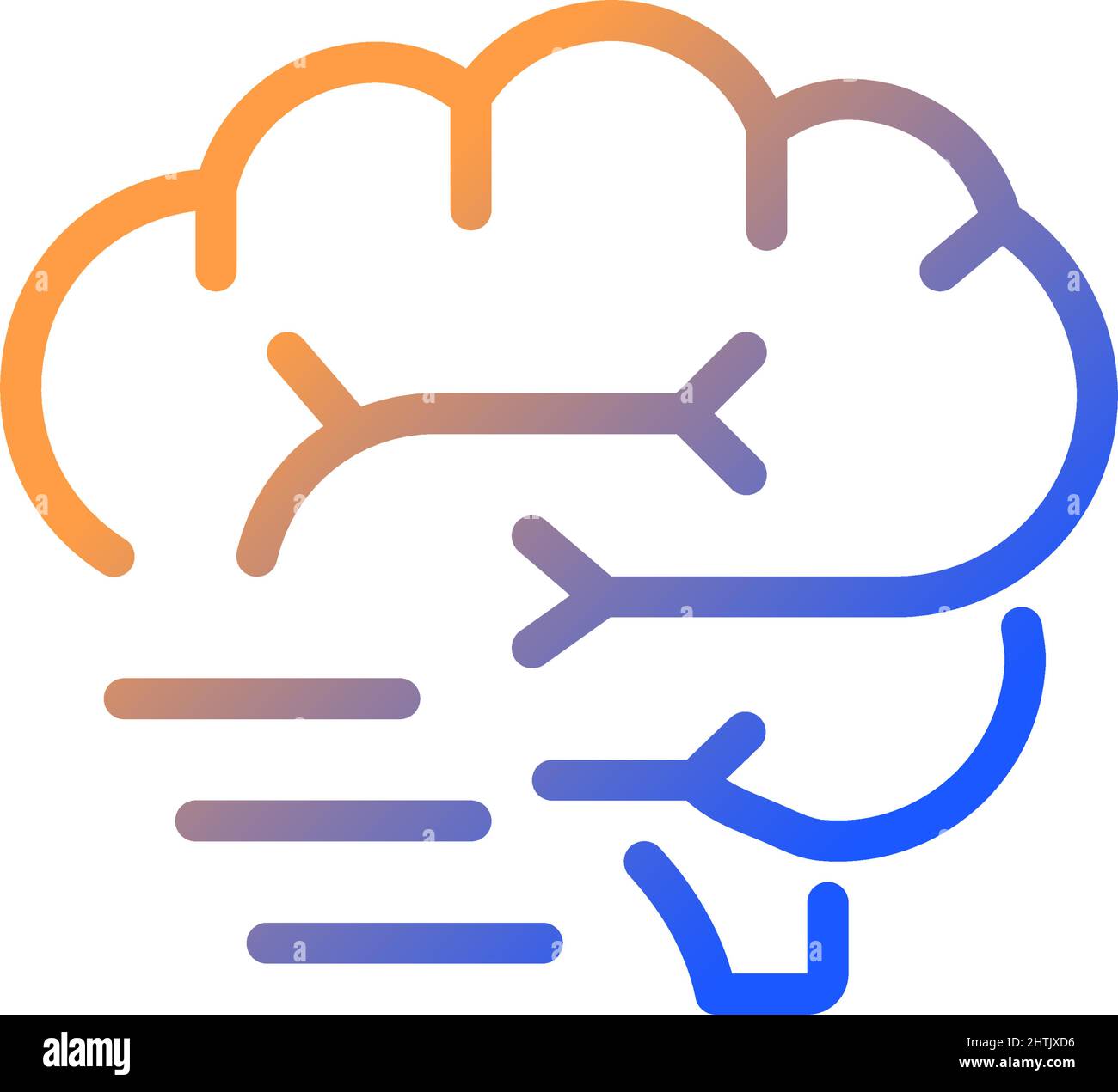 Icône de vecteur linéaire de gradient d'activité cérébrale Illustration de Vecteur