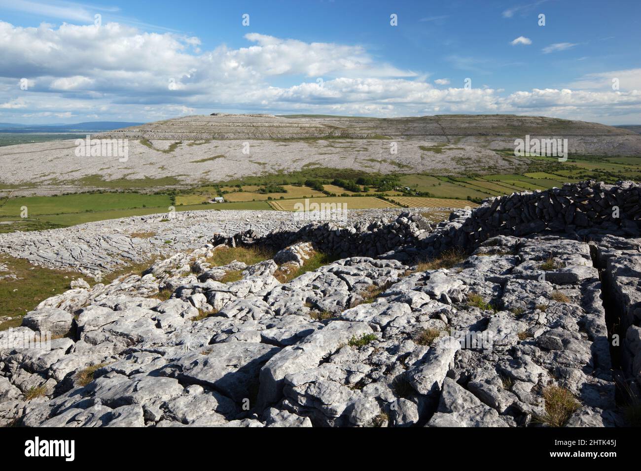 Paysage typique de Burren de pavé calcaire fissuré près de Ballyvaughan, le Burren, comté de Clare, Irlande Banque D'Images