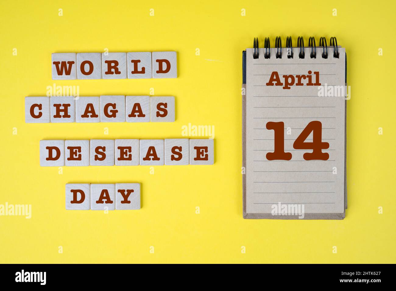 Concept de célébration de la Journée mondiale de la désaisance des Chagas des Nations Unies le 14 avril Banque D'Images