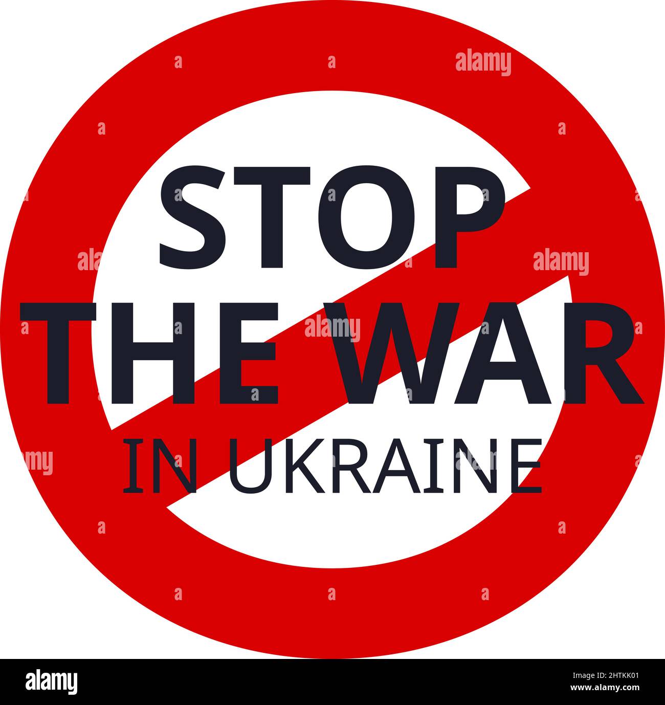 Texte de Stop war in Ukraine, signe rouge sur fond blanc. Illustration vectorielle Illustration de Vecteur