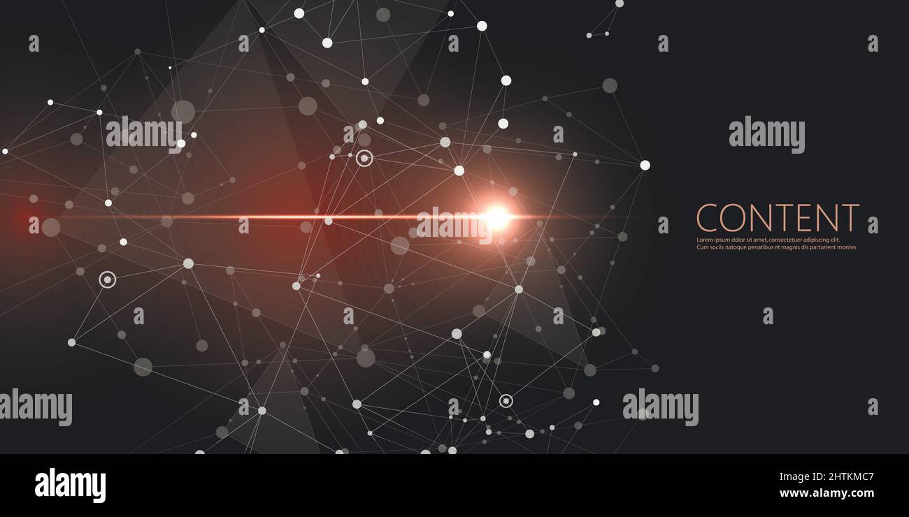 Conception réseau abstraite avec point et ligne de connexion. Arrière-plan vectoriel de l'espace sombre Illustration de Vecteur