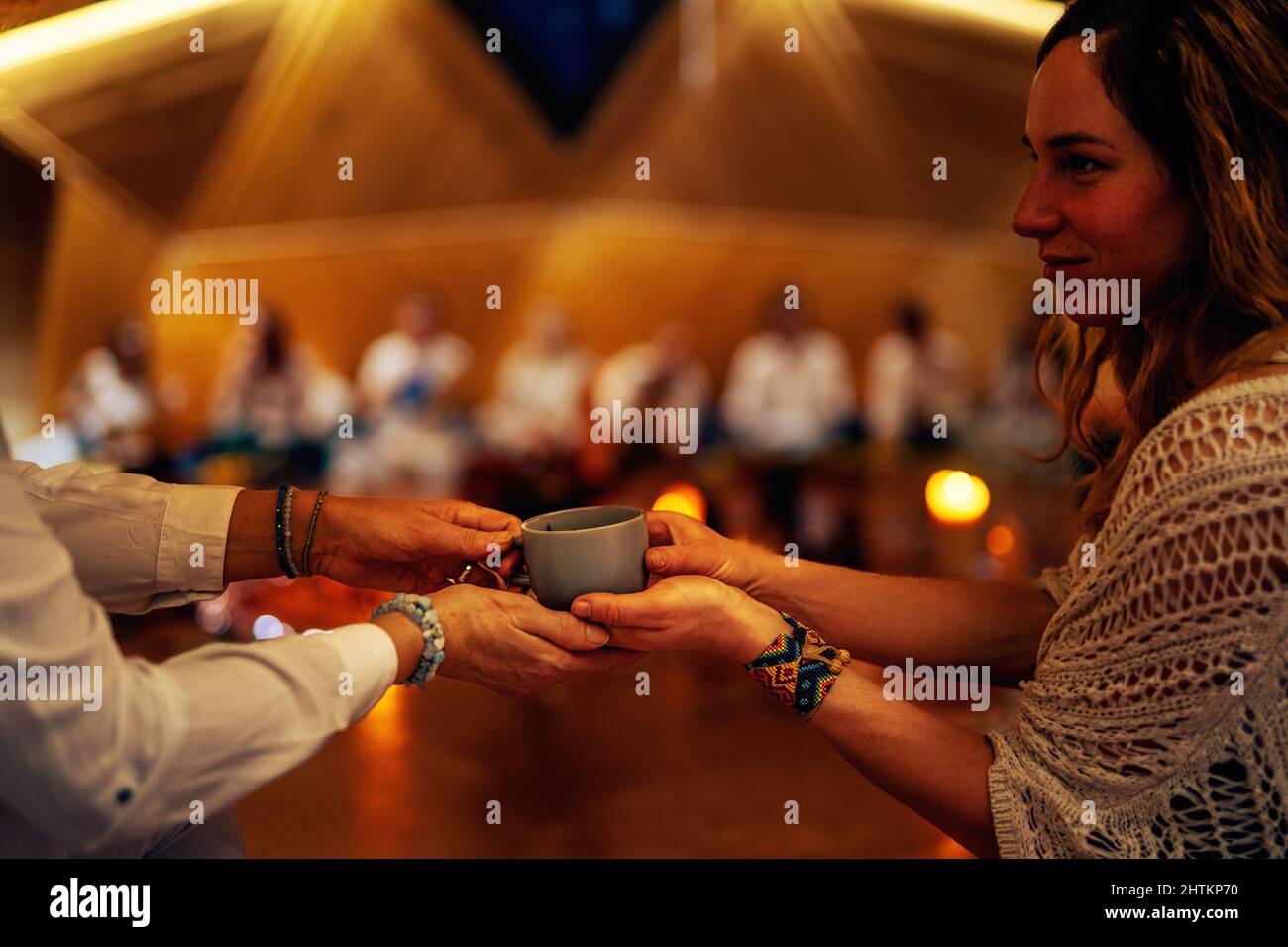 Cérémonie de cacao, médecine d'ouverture de coeur. Banque D'Images