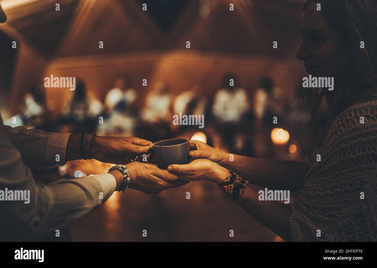 Cérémonie de cacao, médecine d'ouverture de coeur. Banque D'Images