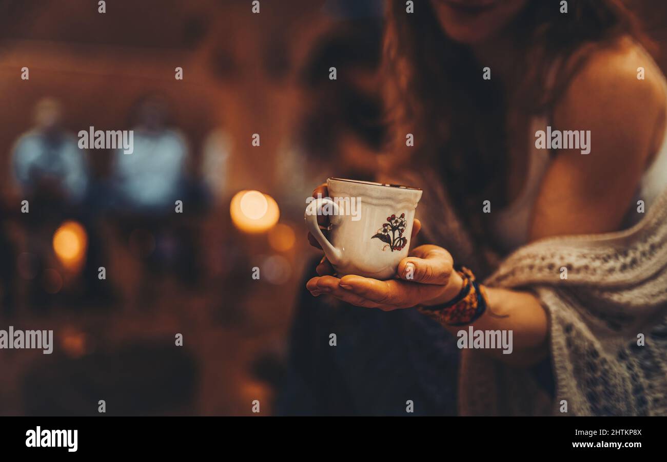 Cérémonie de cacao, médecine d'ouverture de coeur. Banque D'Images