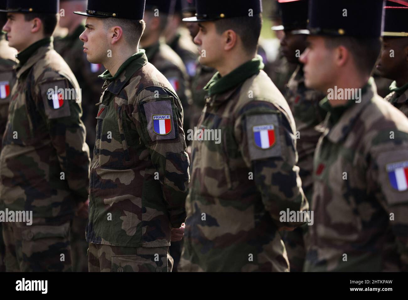 Caserne Brune Et Laporte Armée De Terre 126ème Ri Cent soldats du régiment d'infanterie 126th de la caserne brune et Laporte ( Armée 126th RI) de Brive-la-Gaillarde, France, sont partis aujourd'hui, le  01 mars 2022 pour la Roumanie, Où 500 soldats français