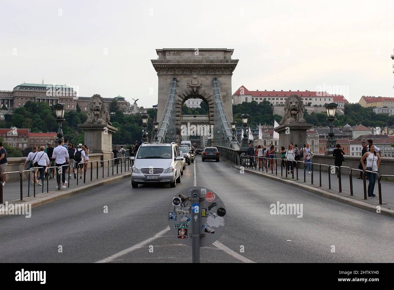 Pont de la chaîne, Budapest, Hongrie - juillet 2021 : icône du pont de la chaîne de la ville. Sites touristiques de Budapest. Banque D'Images