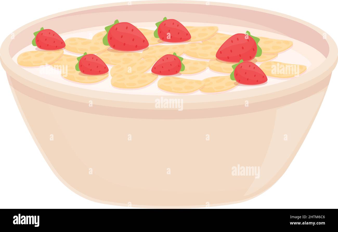 Fruit céréales petit déjeuner icône dessin animé vecteur. Maïs-lait. Flocons muesli Illustration de Vecteur