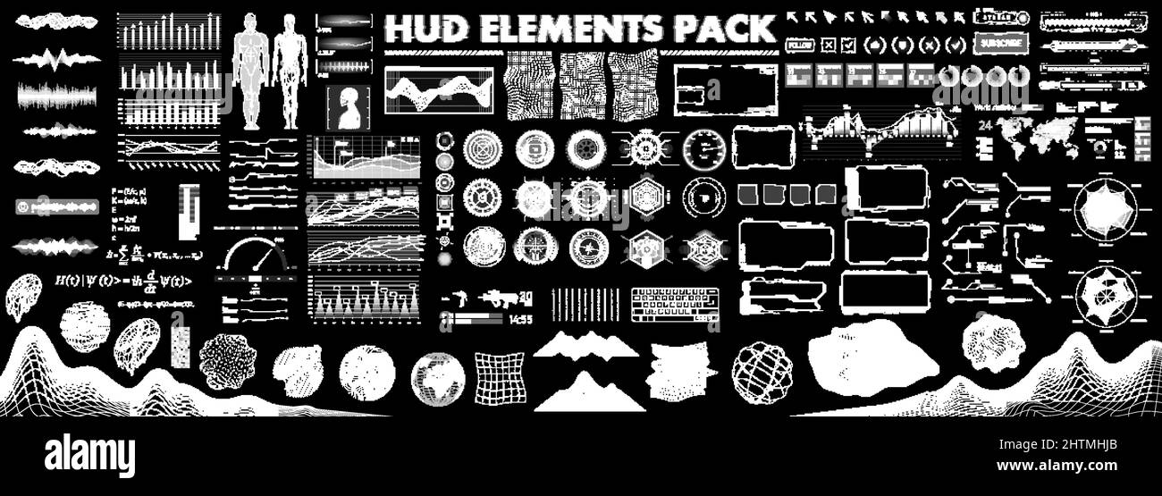 HUD futuriste, éléments d'interface de collection GUI Illustration de Vecteur
