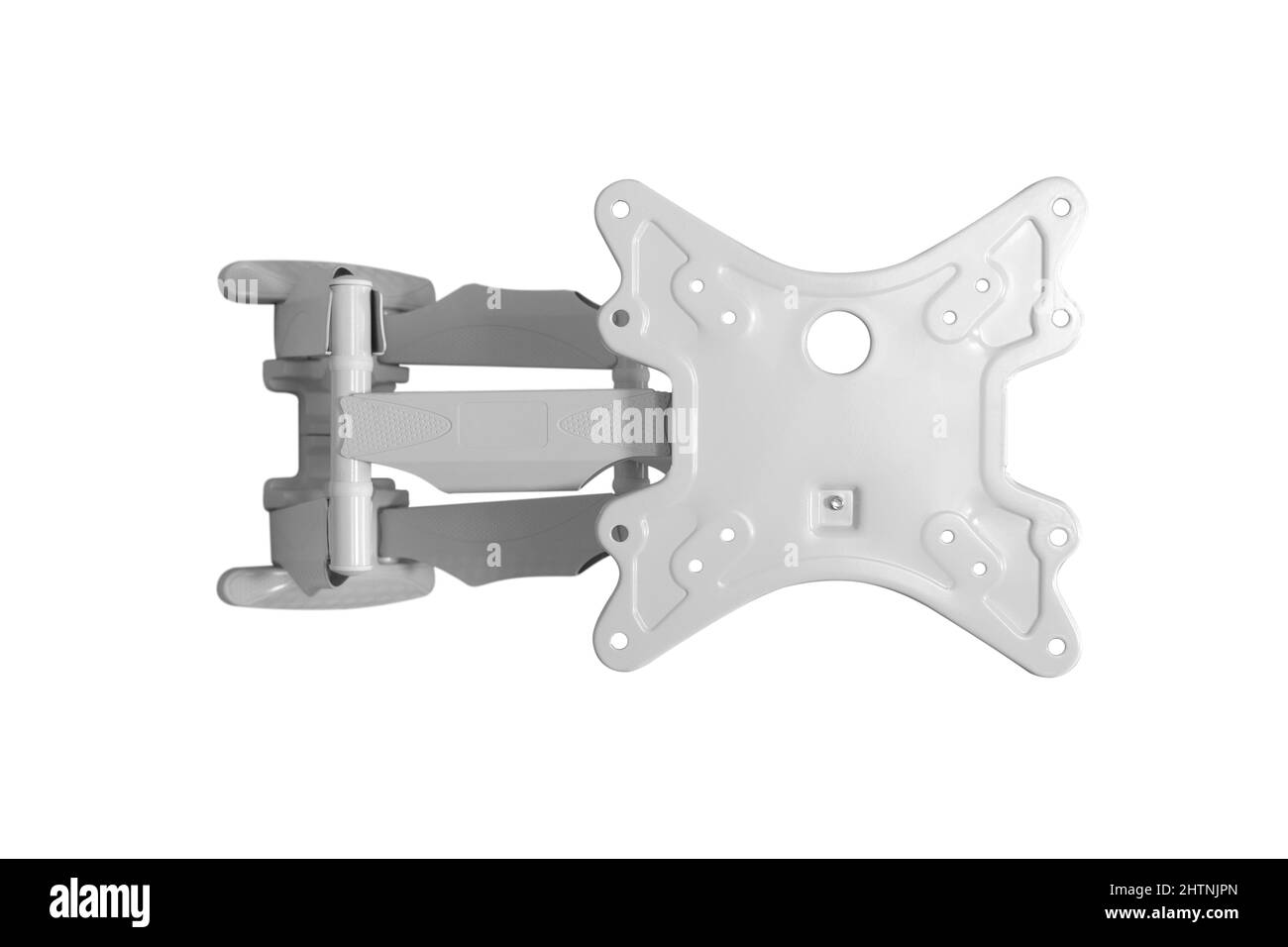 Support blanc pour téléviseur isolé sur fond blanc. Banque D'Images