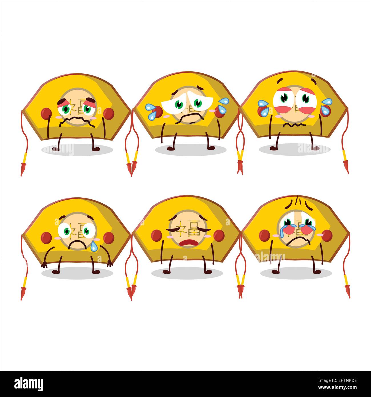 Jaune chinoise femme chapeau personnage de dessin animé avec une triste expression. Illustration vectorielle Illustration de Vecteur
