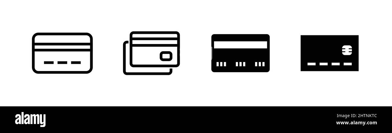 Élément de conception d'icône de carte, ensemble d'icônes de pièce cli associé à la carte de crédit ou de débit Illustration de Vecteur
