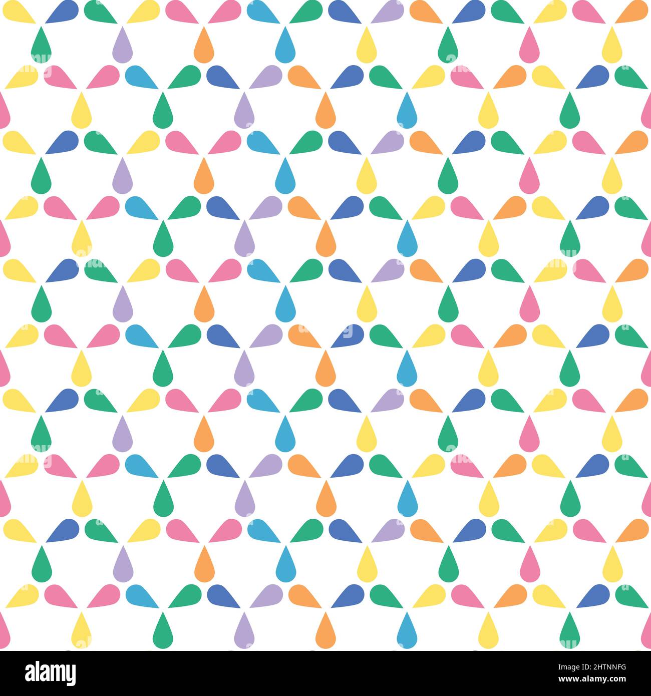 La pluie rotative colorée laisse tomber le motif sans couture. Idéal pour les tissus, papiers peints, fonds d'écran, forfaits scrapbooking, textiles et imprimés mode. Illustration de Vecteur