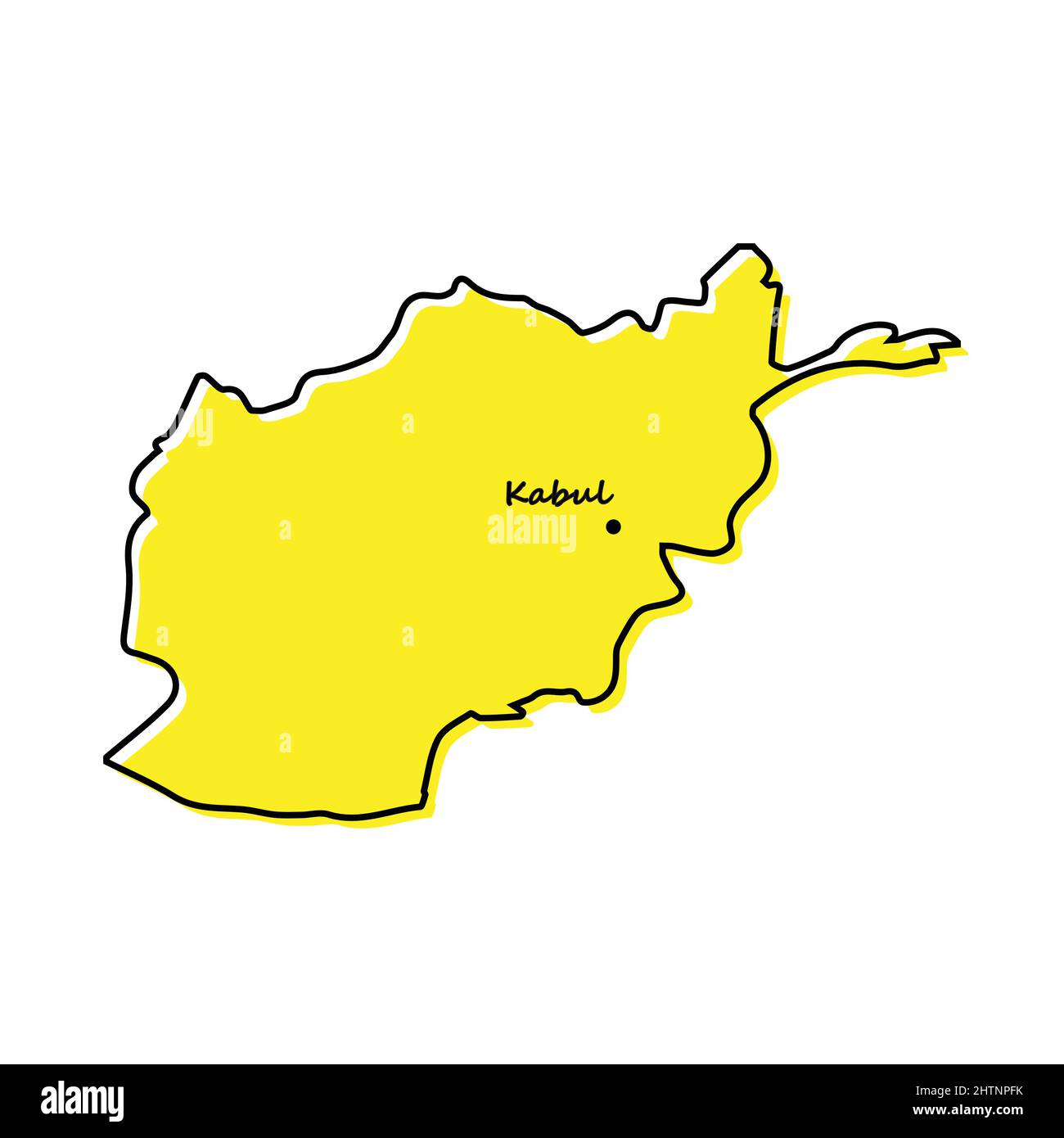 Carte simple de l'Afghanistan avec la capitale. Lignes stylisées minimalistes Illustration de Vecteur