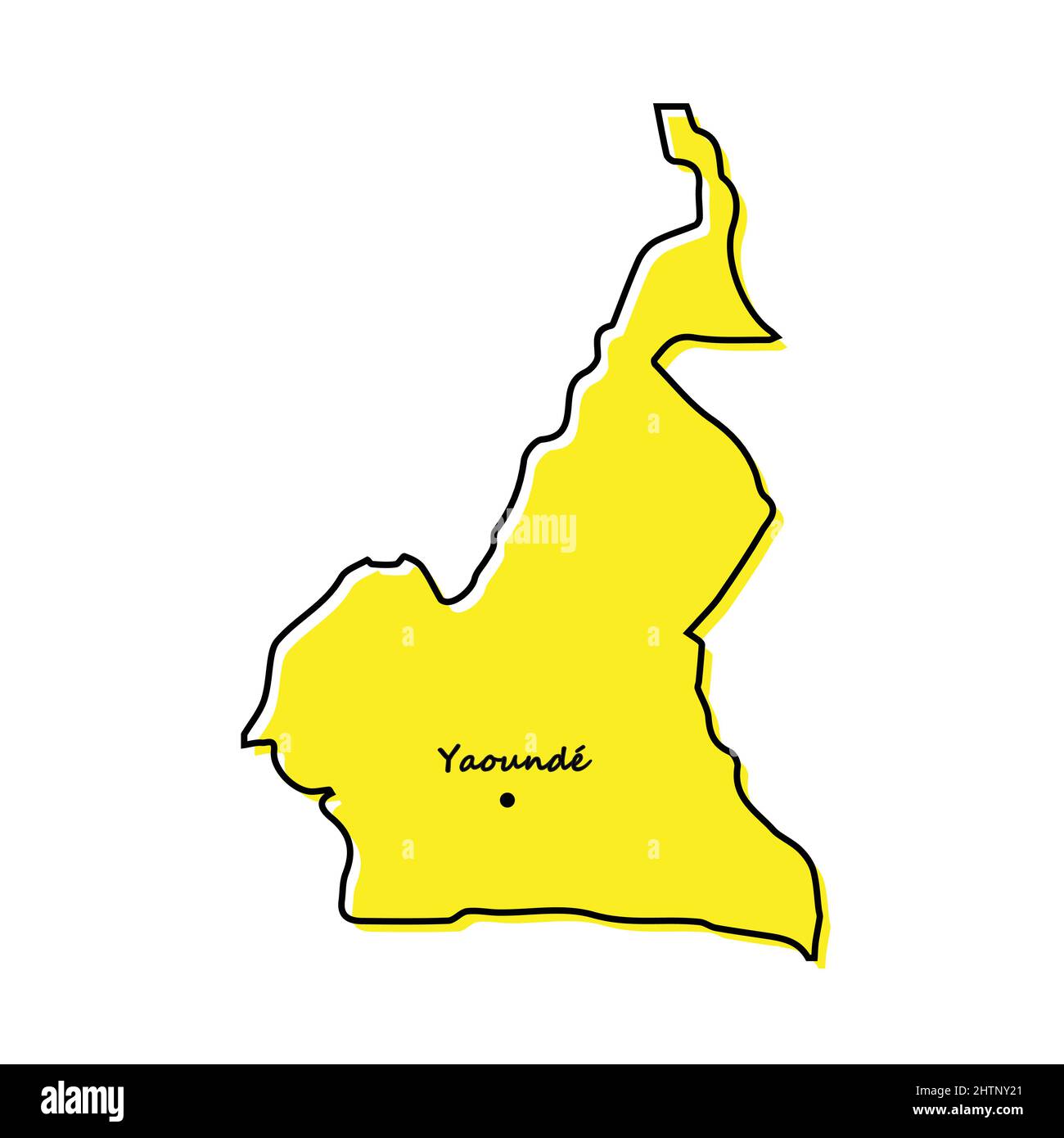 Carte simple du Cameroun avec la capitale. Lignes stylisées minimalistes Illustration de Vecteur