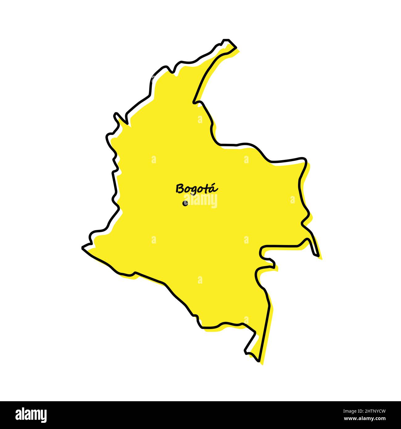 Plan simple de la Colombie avec la capitale. Lignes stylisées minimalistes Illustration de Vecteur