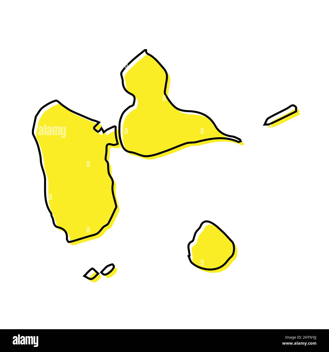 Plan simple de la Guadeloupe avec capitale. Lignes stylisées minimalistes Illustration de Vecteur