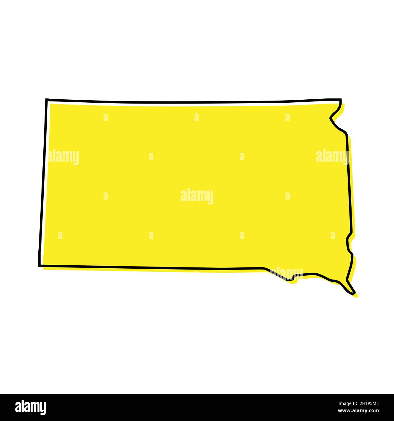 La carte simple du Dakota du Sud est un état des États-Unis. Lignes stylisées minimalistes Illustration de Vecteur