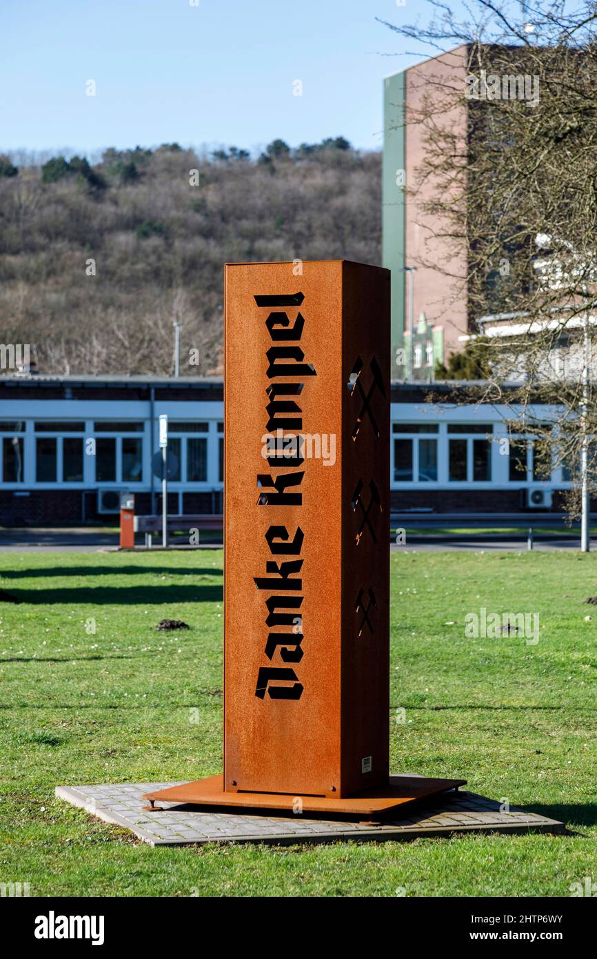 Danke Kumpel – Remerciements Miner – monument situé en face de la collierie RAG Prosper Haniel à Bottrop, la mine Franz Haniel Banque D'Images
