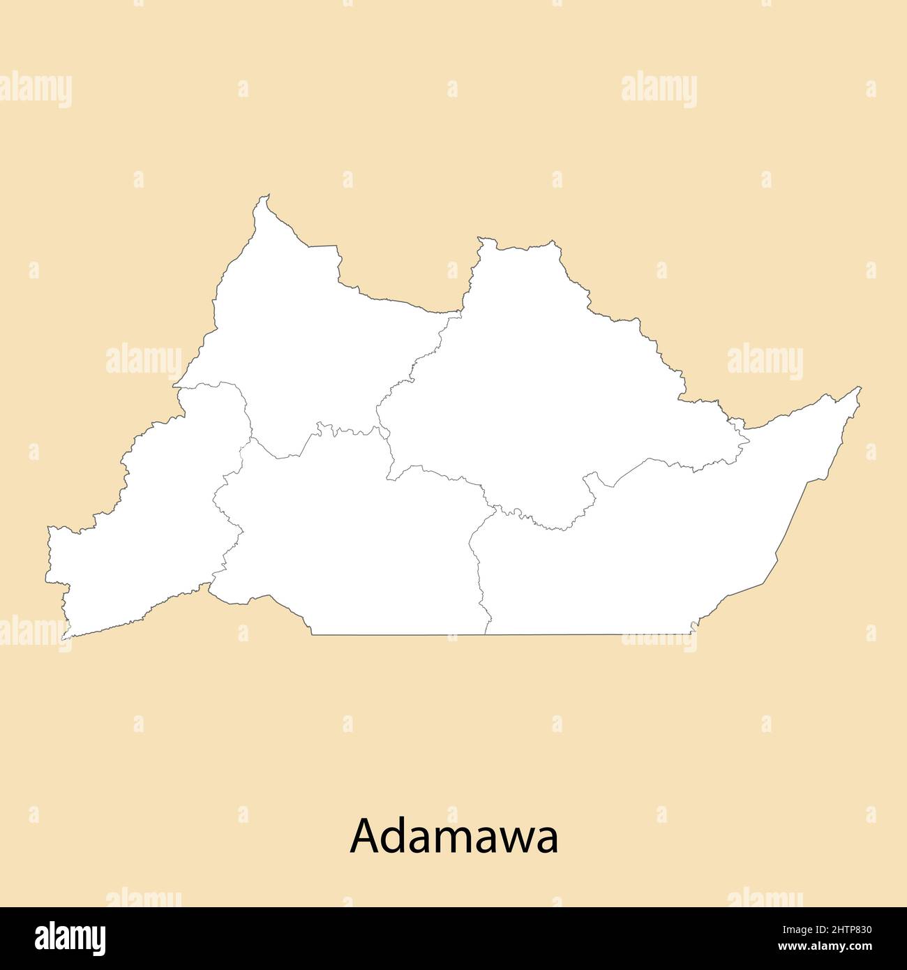 Carte de haute qualité d'Adamawa est une province du Cameroun, avec les frontières des districts Illustration de Vecteur