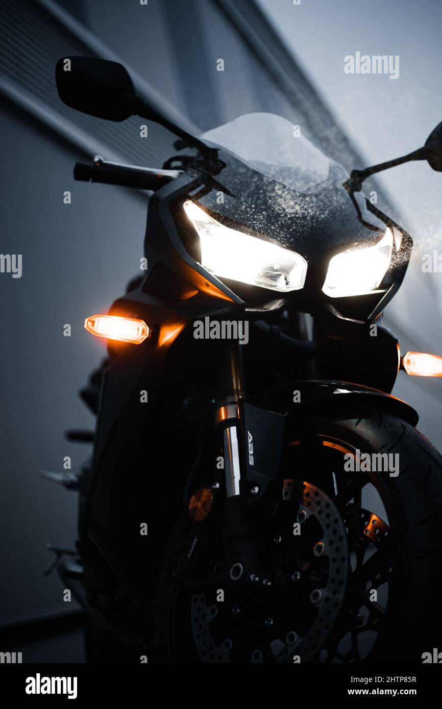 Moto Honda CBR650R noire Banque D'Images
