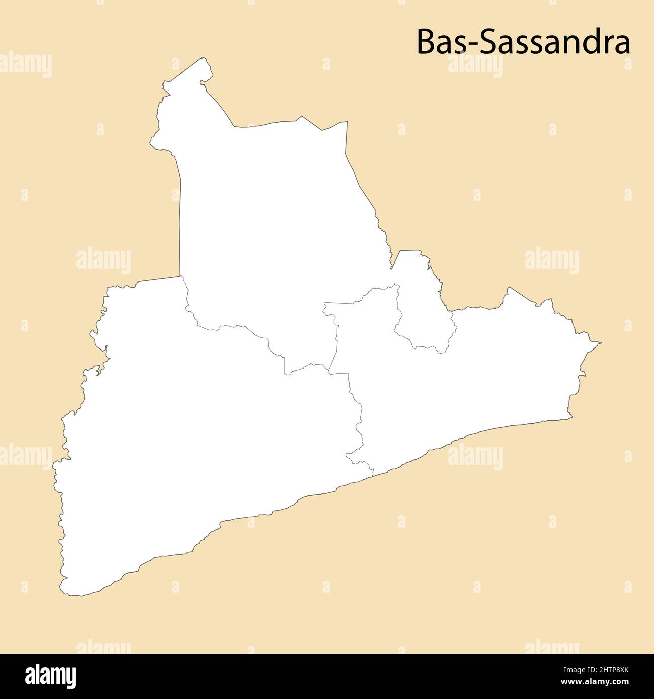 Carte de haute qualité du Bas-Sassandra est une région de Côte d'Ivoire,  avec des frontières des districts Image Vectorielle Stock - Alamy