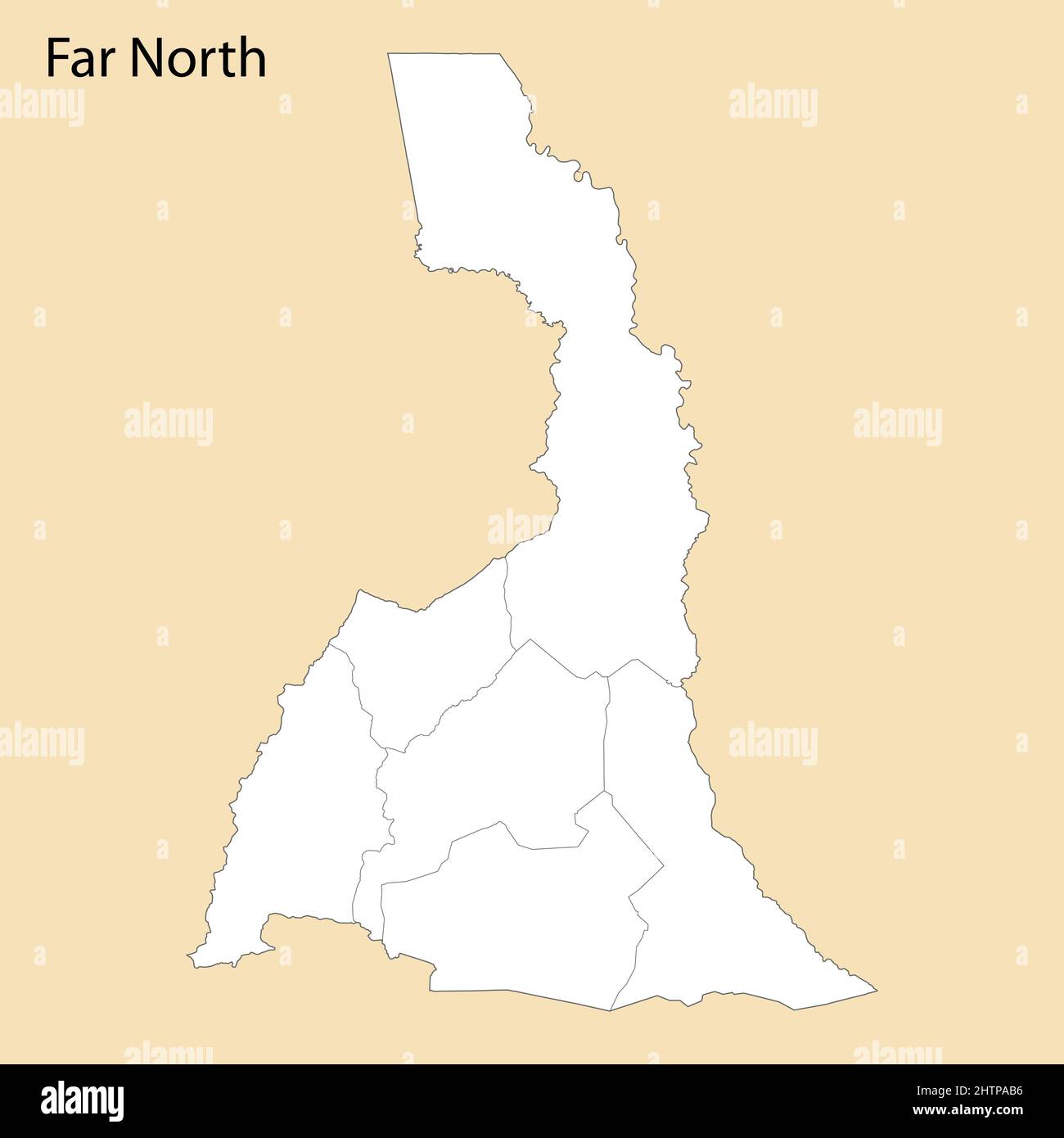 Carte de haute qualité de l'extrême Nord est une province du Cameroun, avec les frontières des districts Illustration de Vecteur