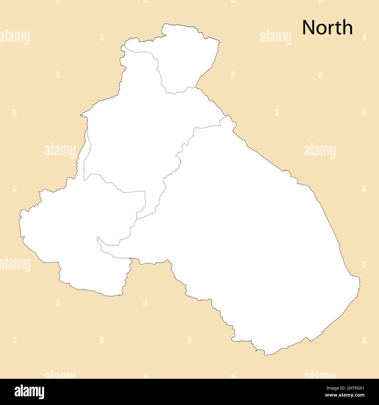 Carte de haute qualité de la région Nord est une province du Cameroun, avec des frontières des districts Illustration de Vecteur
