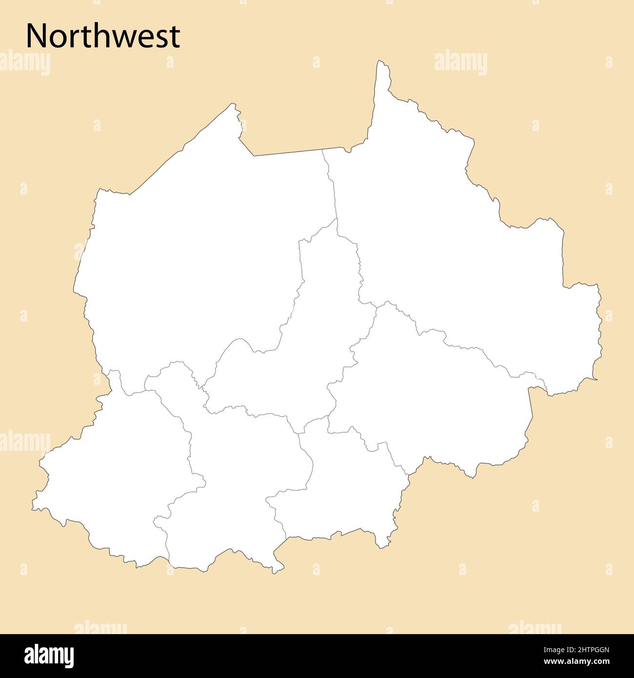 Carte de haute qualité de la région du Nord-Ouest est une province du Cameroun, avec les frontières des districts Illustration de Vecteur