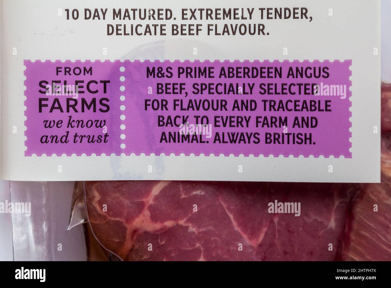 Lot de 10 jours de steak de filet British Aberdeen Angus de M&S, affiné et extrêmement tendre Banque D'Images