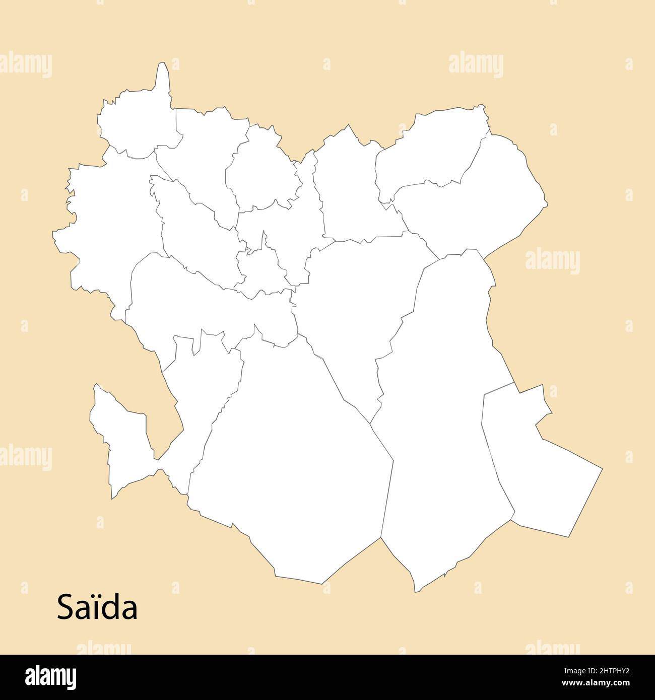 Carte de haute qualité de Saida est une province d'Algérie, avec des frontières des districts Illustration de Vecteur