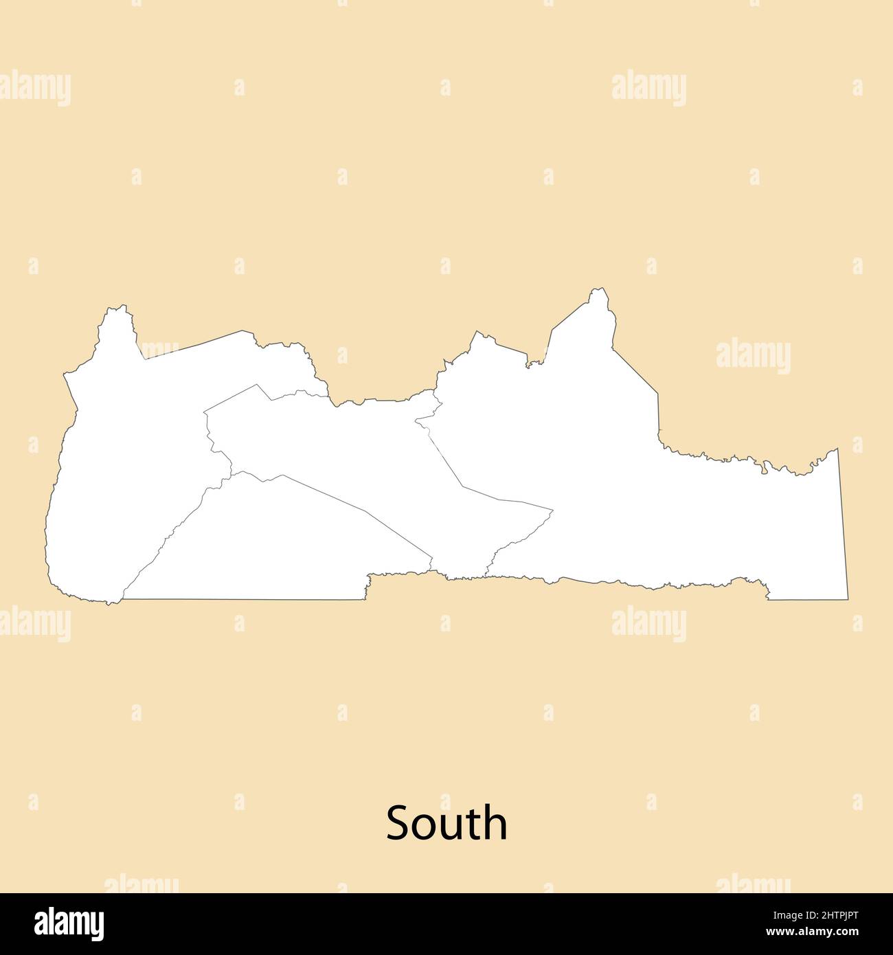 Carte de haute qualité de la région Sud est une province du Cameroun, avec des frontières des districts Illustration de Vecteur