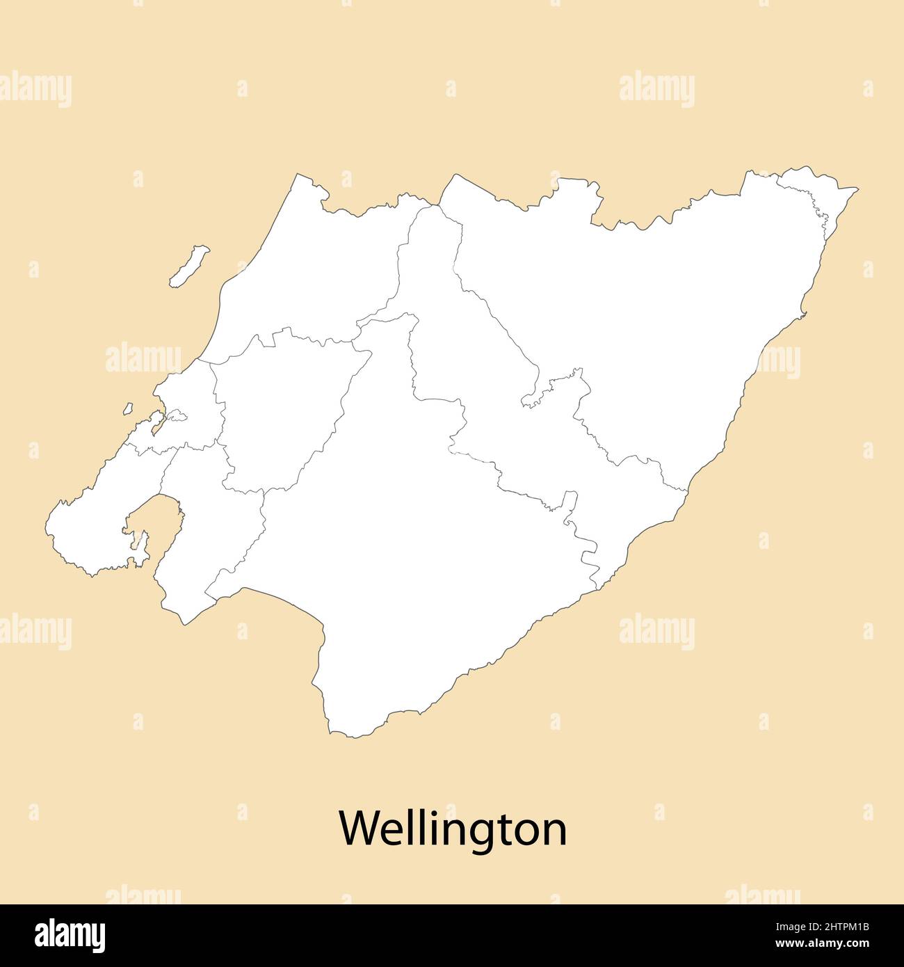 Carte de haute qualité de Wellington est une région de la Nouvelle-Zélande, avec les frontières des districts Illustration de Vecteur