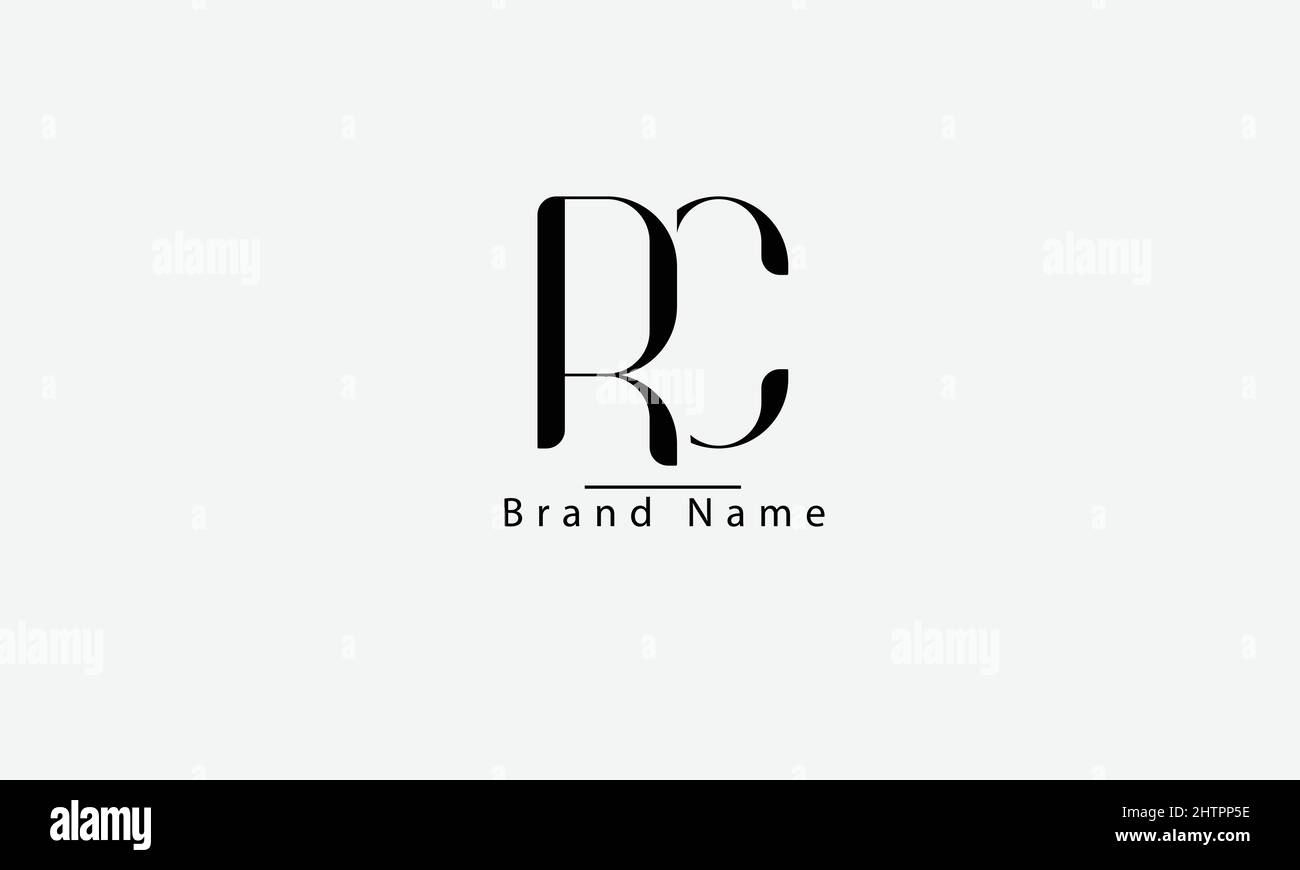 Modèle de monogramme du logo vectoriel abstrait CR R. C Illustration de Vecteur